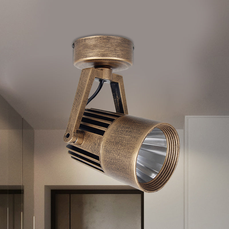 Bronzo a cilindro in ottone/a montaggio semi-floscuto a monte Antique a LED in metallo a LED a LED Attigettabile a soffitto regolabile, 3 "/5" W