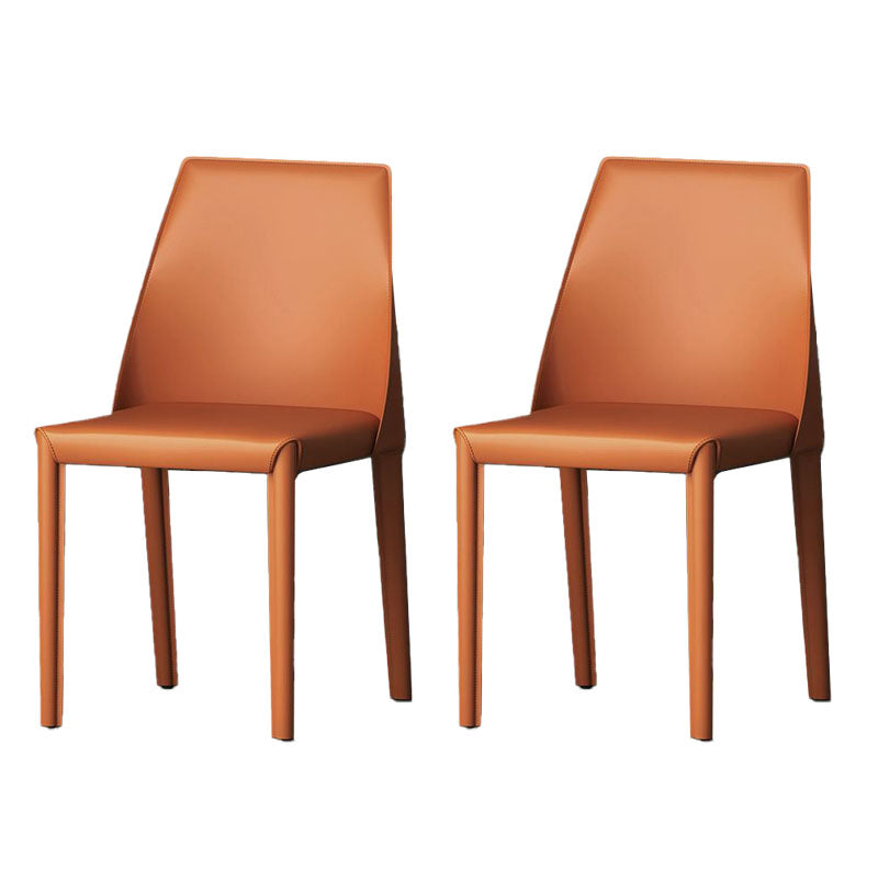 Silla de comedor de piel sintética contemporánea, sillas sin brazos de comedor de metal para uso doméstico