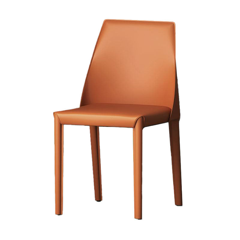 Silla de comedor de piel sintética contemporánea, sillas sin brazos de comedor de metal para uso doméstico