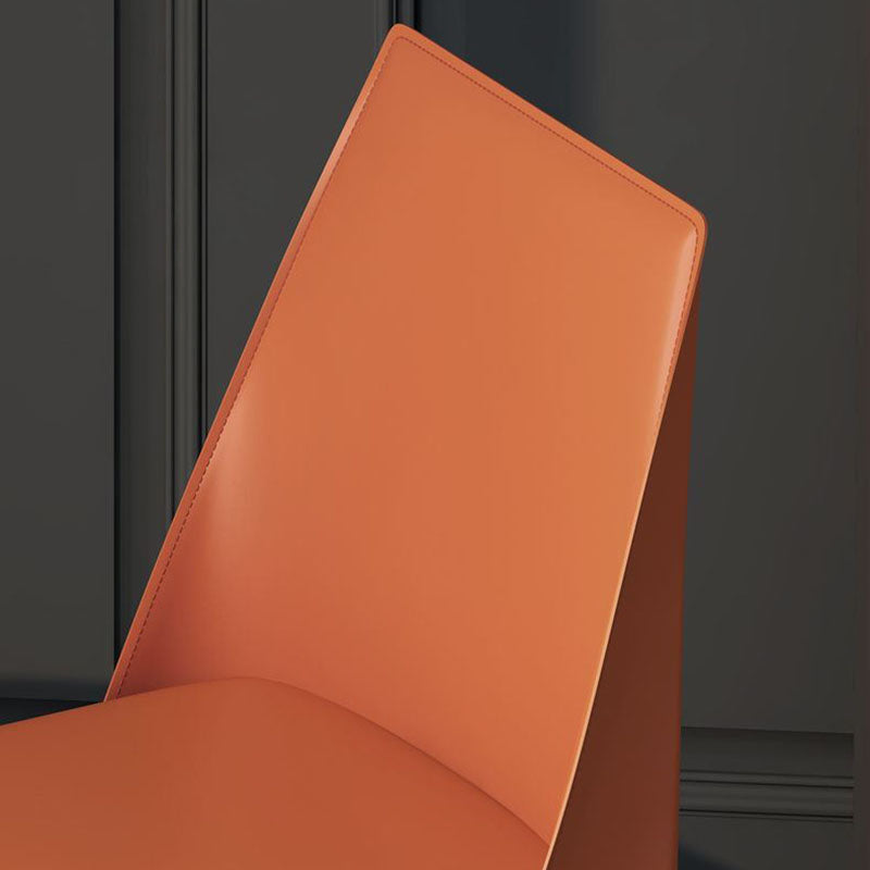 Silla de comedor de piel sintética contemporánea, sillas sin brazos de comedor de metal para uso doméstico