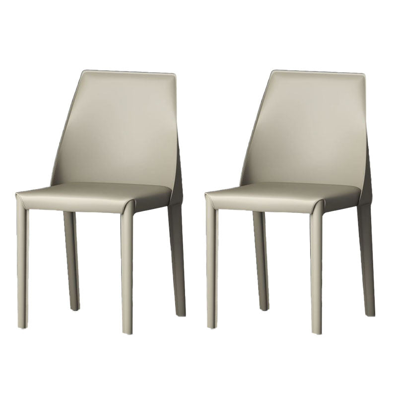 Silla de comedor de piel sintética contemporánea, sillas sin brazos de comedor de metal para uso doméstico