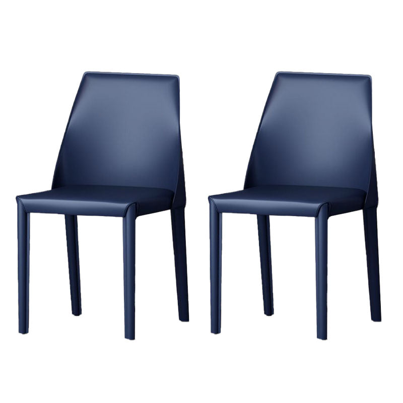 Silla de comedor de piel sintética contemporánea, sillas sin brazos de comedor de metal para uso doméstico