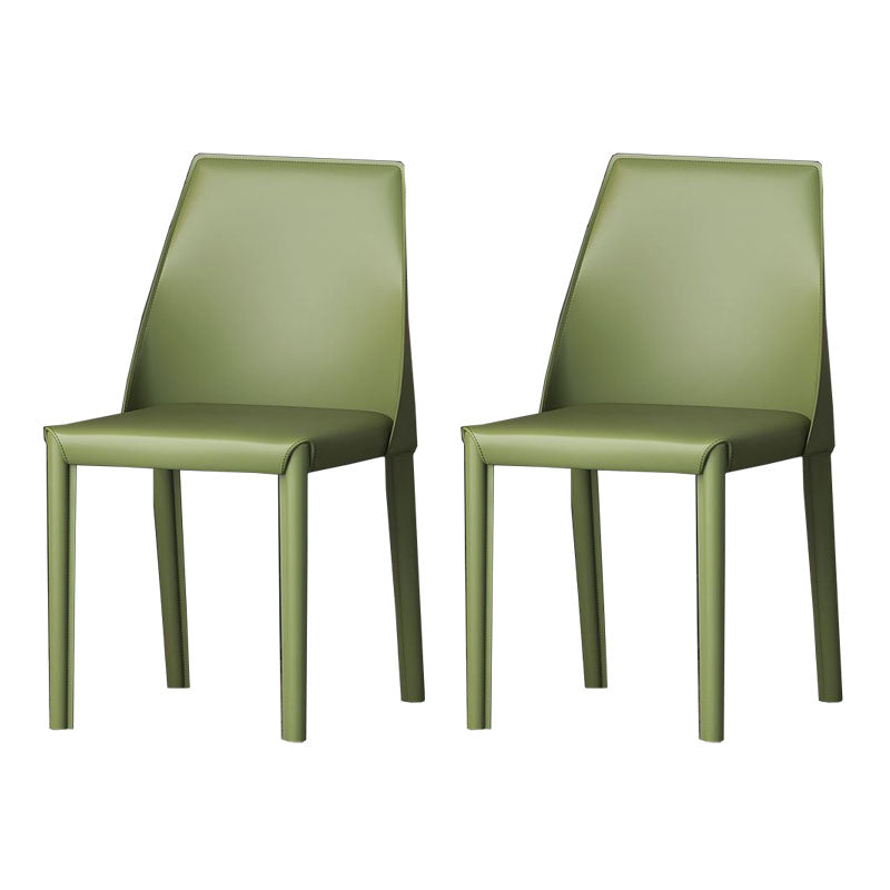 Silla de comedor de piel sintética contemporánea, sillas sin brazos de comedor de metal para uso doméstico