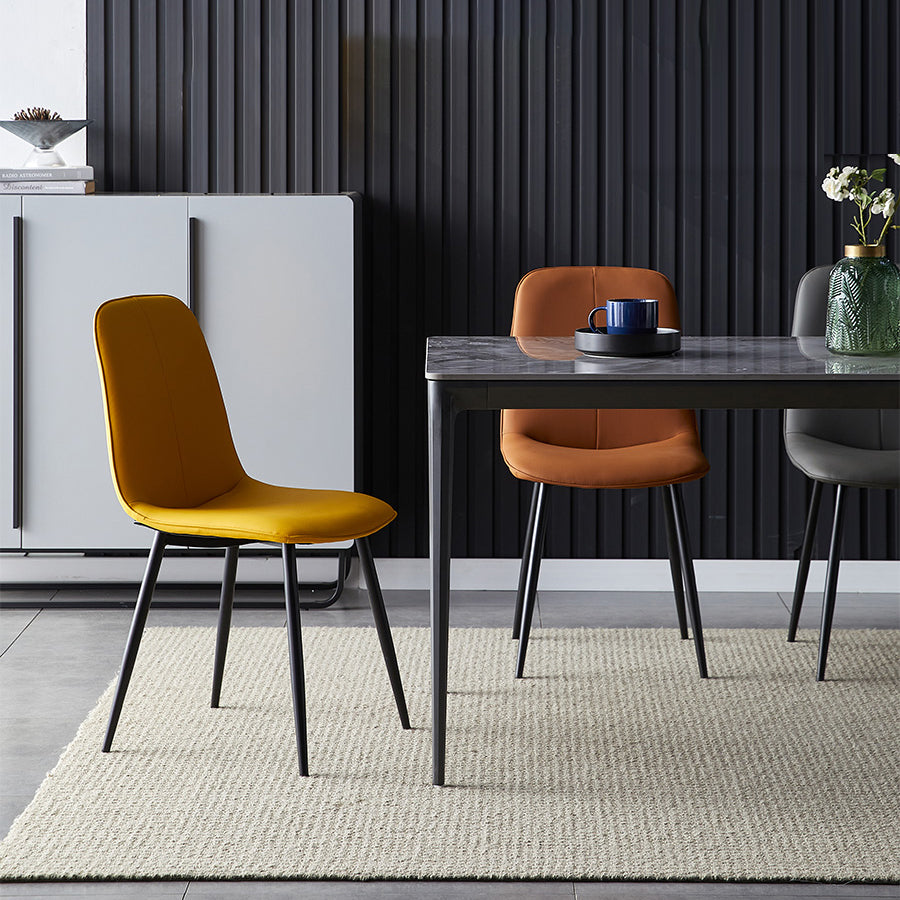 Silla de comedor tapizada con acabado mate y respaldo sólido para el hogar moderno