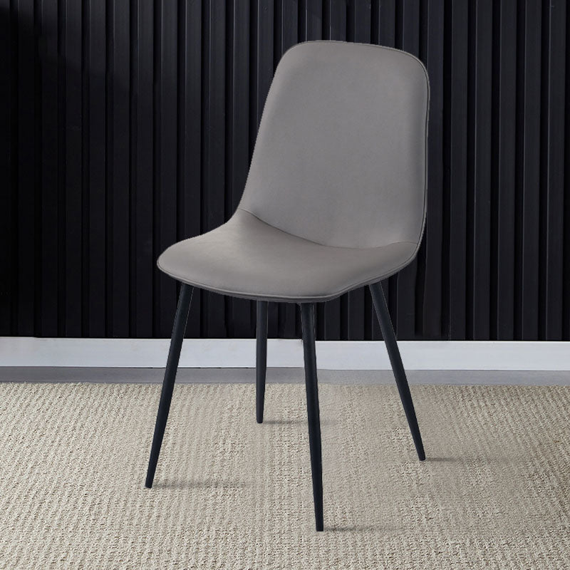 Modern Home Solid Back Side Chair Matte Finish Upholstered Dining Chair