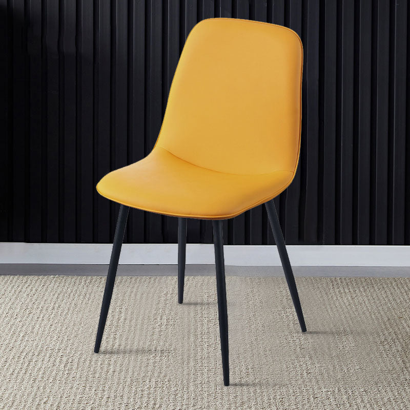 Modern Home Solid Back Side Chair Matte Finish Upholstered Dining Chair