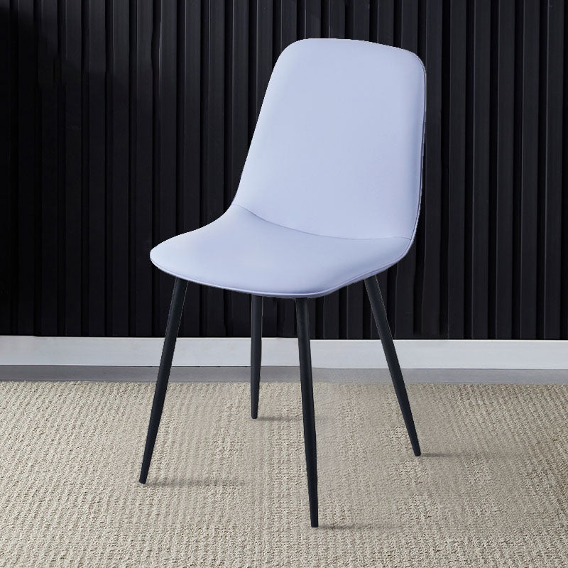Modern Home Solid Back Side Chair Matte Finish Upholstered Dining Chair