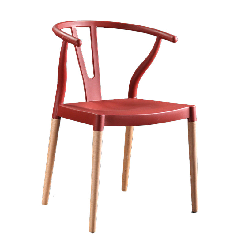 Sedia moderna del braccio braccio di faggio con finitura opaca sedia da pranzo in plastica