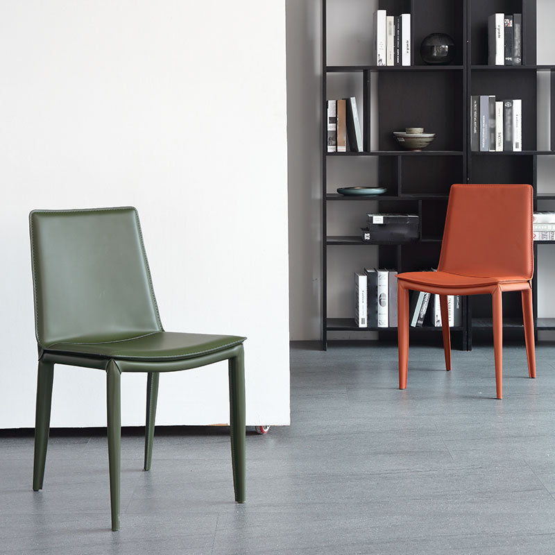 Chaise de salle à manger en cuir contemporaine, chaises de salle à manger en métal sans bras pour usage au restaurant