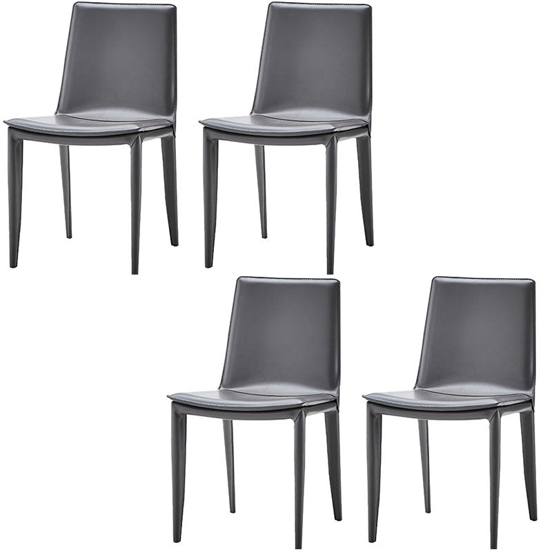 Chaise de salle à manger en cuir contemporaine, chaises de salle à manger en métal sans bras pour usage au restaurant