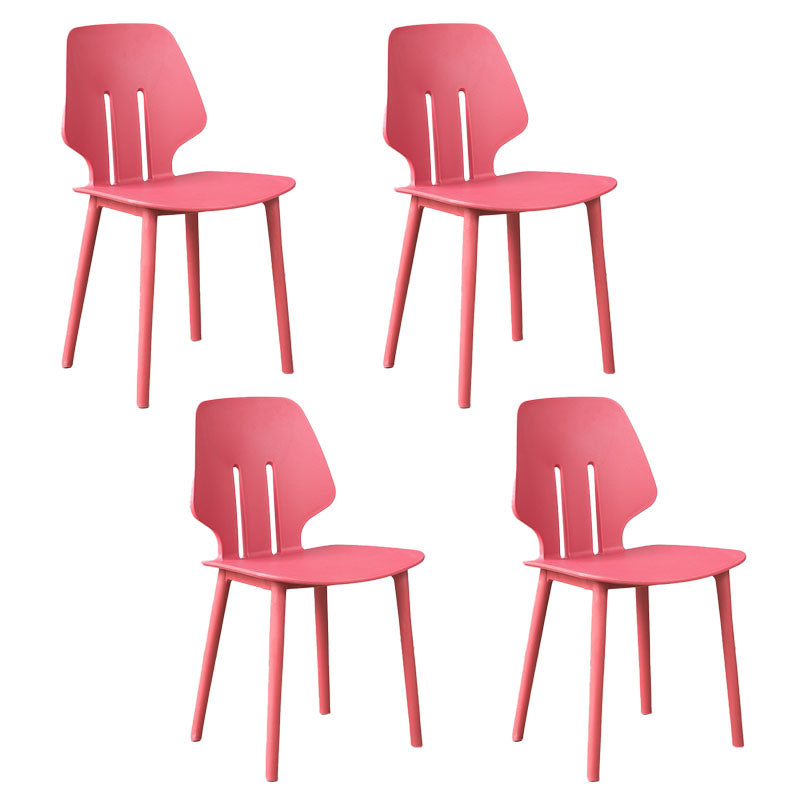 Chaise de salle à manger en plastique colorée scandinave, sans bras, à dossier solide