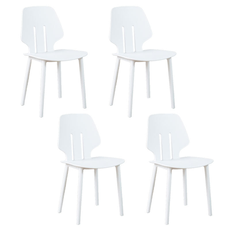 Chaise de salle à manger en plastique colorée scandinave, sans bras, à dossier solide