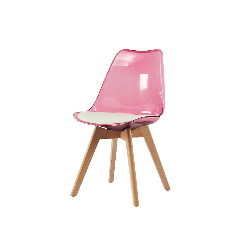 Scandinavian PU Leather Dining Chairs Armless Solid Back Chair