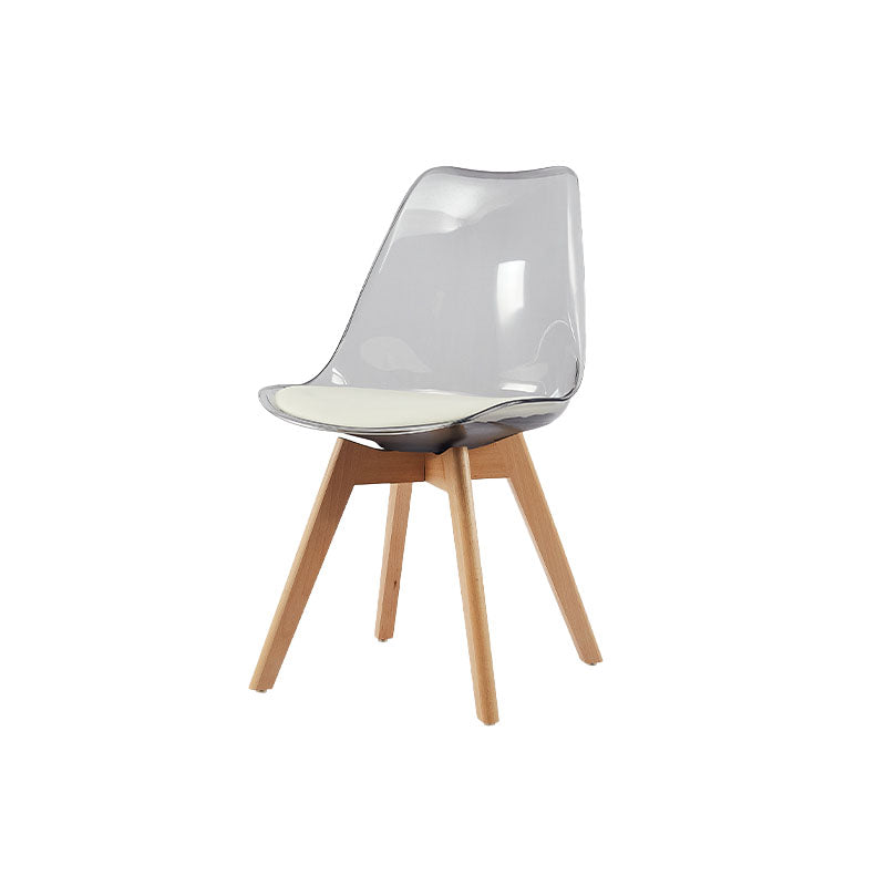 Scandinavian PU Leather Dining Chairs Armless Solid Back Chair