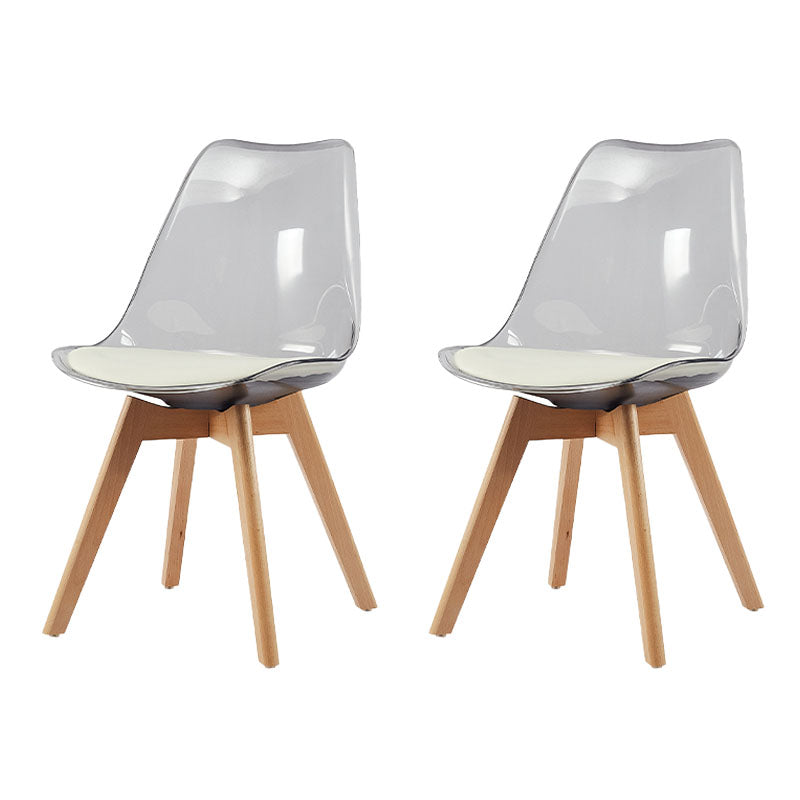 Skandinavische PU -Leder -Esstühle Armless Solid Back Stuhl