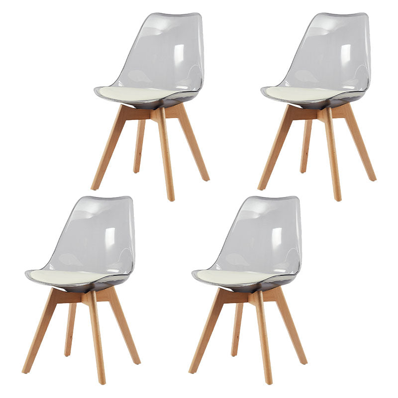 Skandinavische PU -Leder -Esstühle Armless Solid Back Stuhl