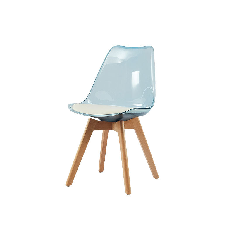 Scandinavian PU Leather Dining Chairs Armless Solid Back Chair