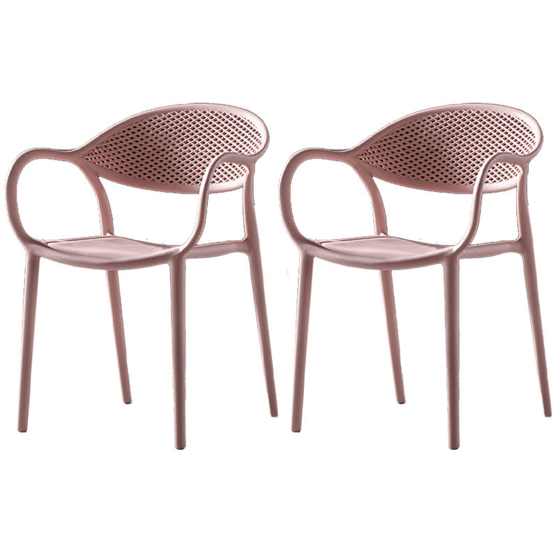 Chaises contemporaines avec bras de salle à manger, chaise latérale en plastique à dossier ouvert pour la cuisine