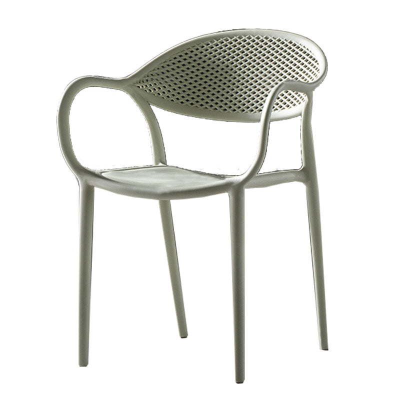 Chaises contemporaines avec bras de salle à manger, chaise latérale en plastique à dossier ouvert pour la cuisine