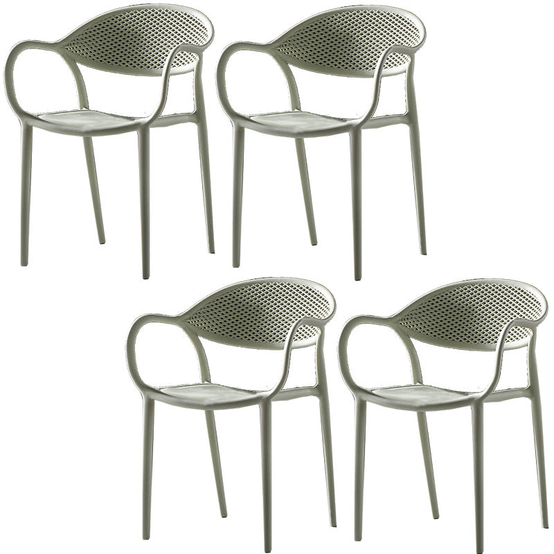 Chaises contemporaines avec bras de salle à manger, chaise latérale en plastique à dossier ouvert pour la cuisine