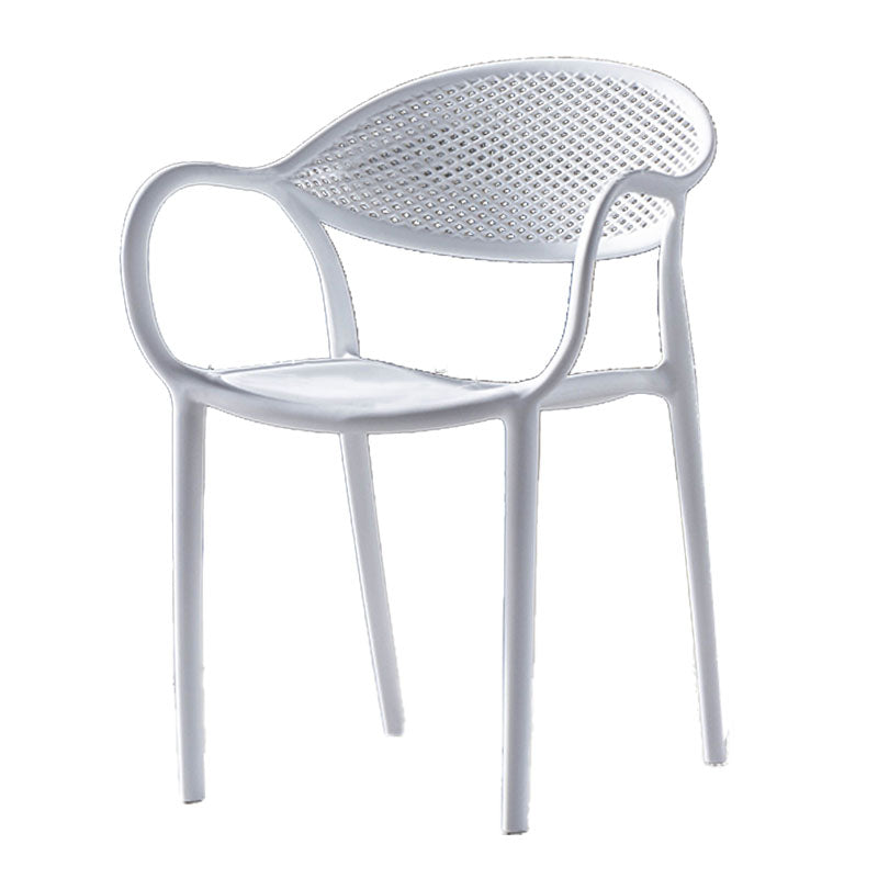 Chaises contemporaines avec bras de salle à manger, chaise latérale en plastique à dossier ouvert pour la cuisine