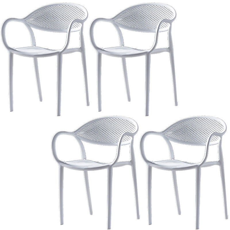 Chaises contemporaines avec bras de salle à manger, chaise latérale en plastique à dossier ouvert pour la cuisine