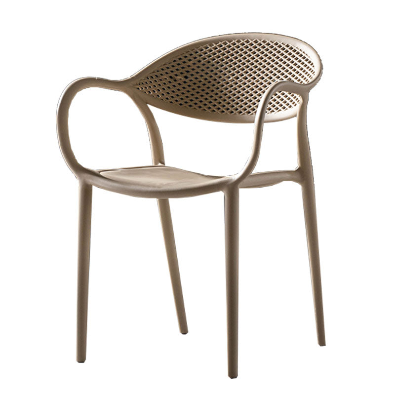 Chaises contemporaines avec bras de salle à manger, chaise latérale en plastique à dossier ouvert pour la cuisine