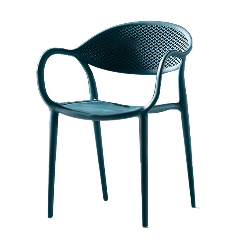 Chaises contemporaines avec bras de salle à manger, chaise latérale en plastique à dossier ouvert pour la cuisine