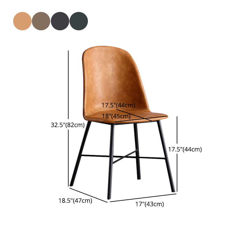 Chaise de style contemporain, chaises d'appoint sans accoudoirs avec pieds en métal pour cuisine