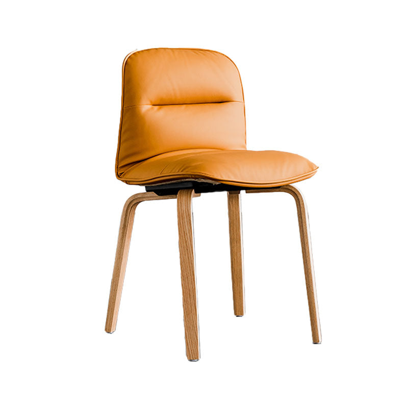 Scandinavian Faux Leather Dining Chairs Armless Solid Back Chair