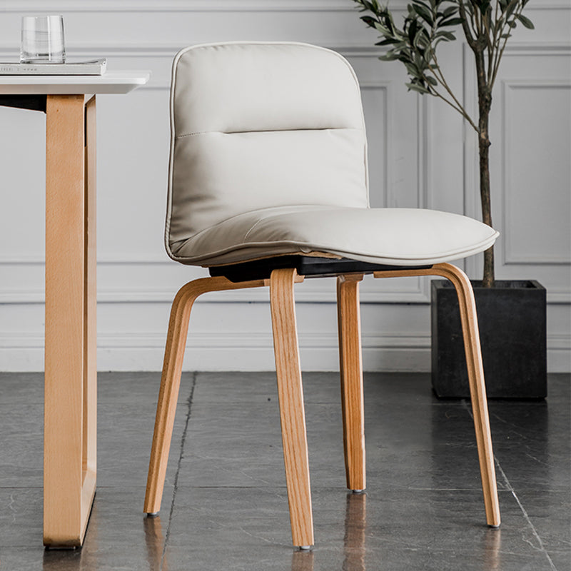 Sillas de comedor escandinavas de piel sintética, silla con respaldo sólido sin brazos
