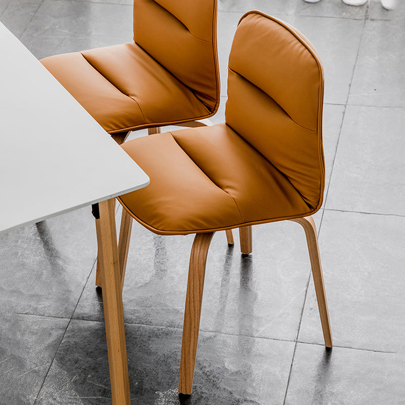 Sillas de comedor escandinavas de piel sintética, silla con respaldo sólido sin brazos