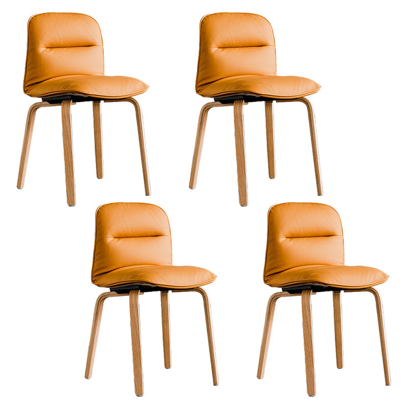 Sillas de comedor escandinavas de piel sintética, silla con respaldo sólido sin brazos