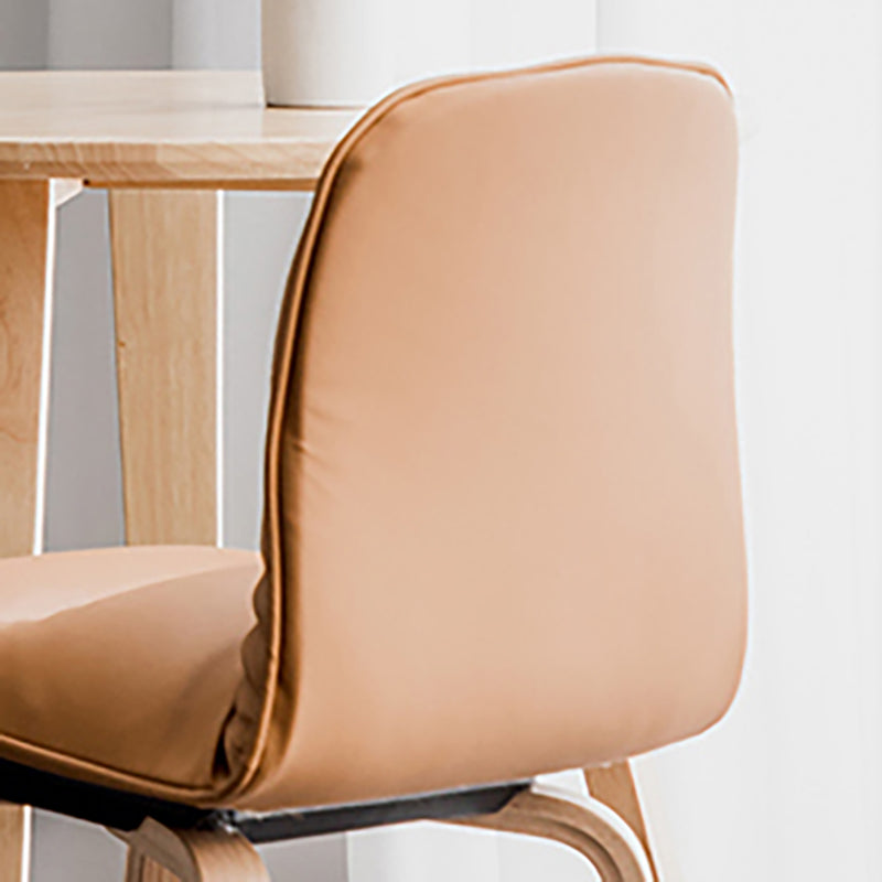 Sillas de comedor escandinavas de piel sintética, silla con respaldo sólido sin brazos