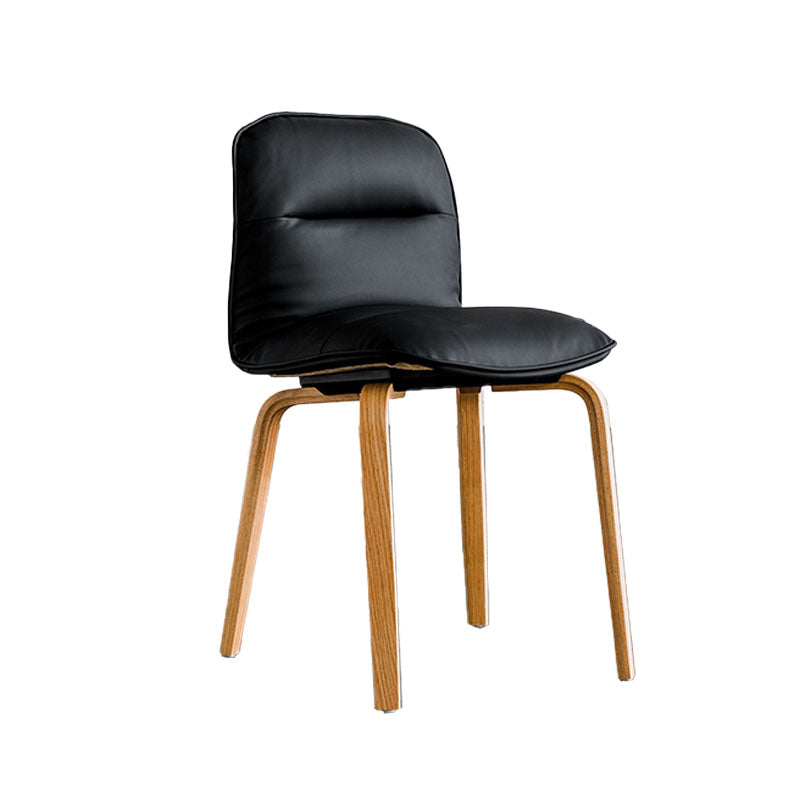Scandinavian Faux Leather Dining Chairs Armless Solid Back Chair