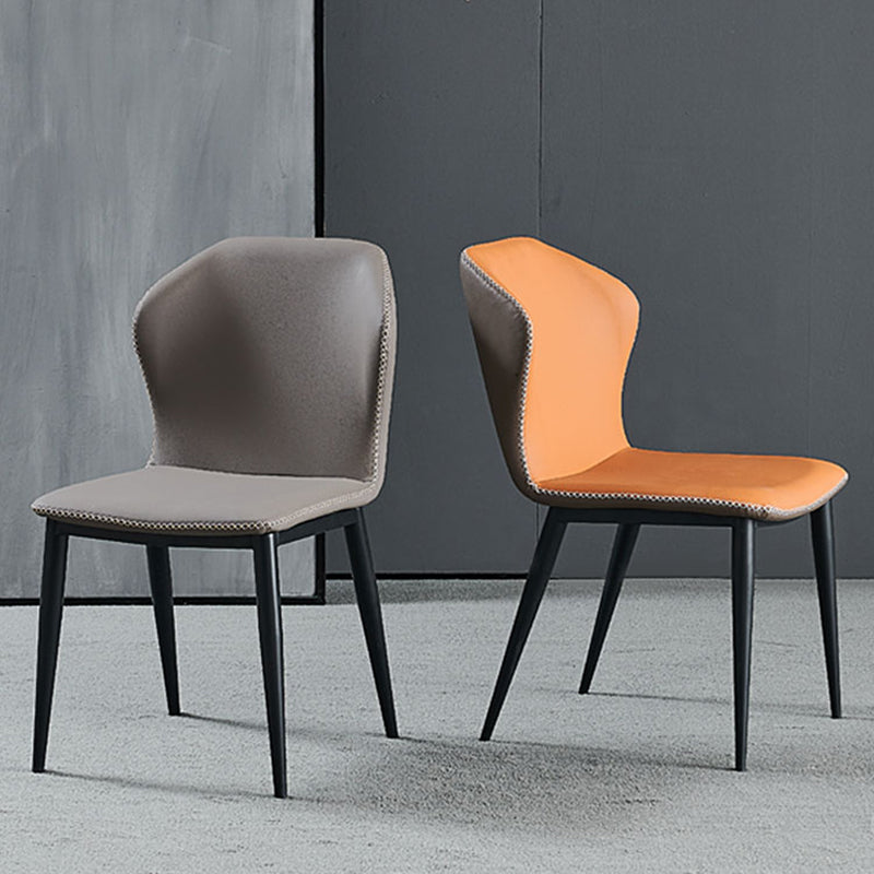 Silla de estilo contemporáneo que cena sillas laterales sin brazos con patas de metal para cocina