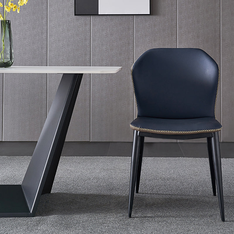 Silla de estilo contemporáneo que cena sillas laterales sin brazos con patas de metal para cocina