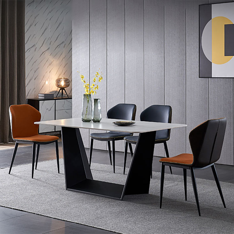 Silla de estilo contemporáneo que cena sillas laterales sin brazos con patas de metal para cocina