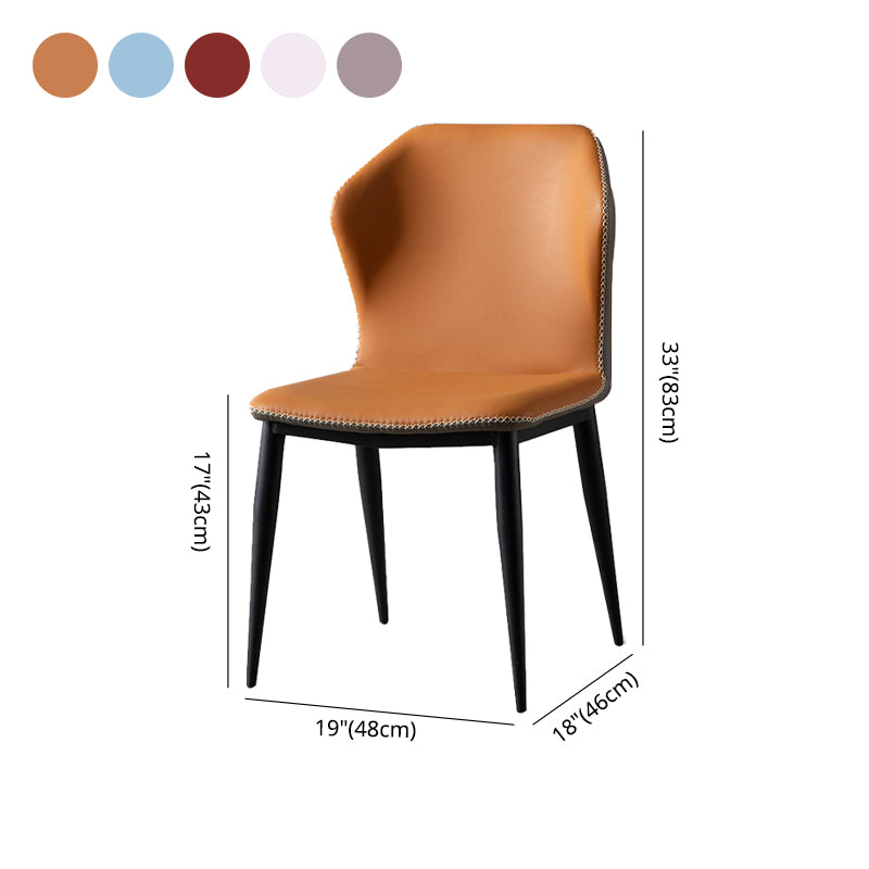 Silla de estilo contemporáneo que cena sillas laterales sin brazos con patas de metal para cocina