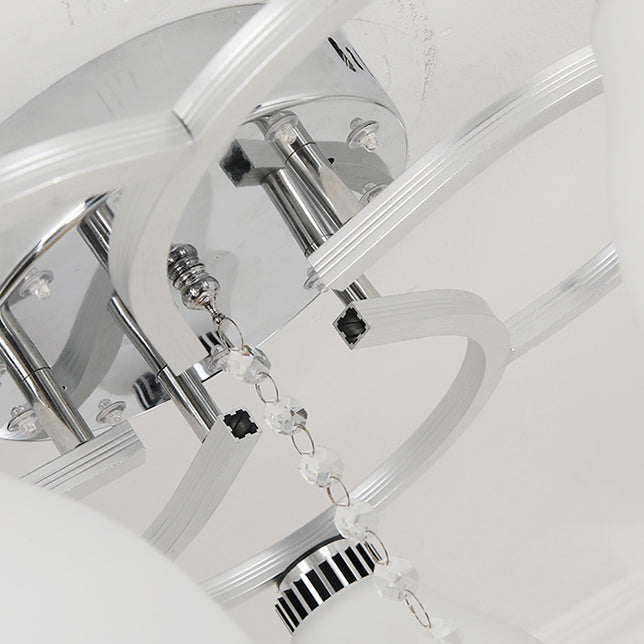 Silbermetall Semi Flush Lampe Moderne mehrköpfige Deckenbeleuchtung mit Glockenglasschatten