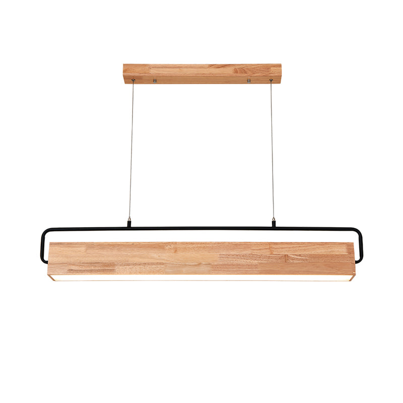 Modern Style Rectangle Pendant Light Wood 1 Light Pendant Light Fixture