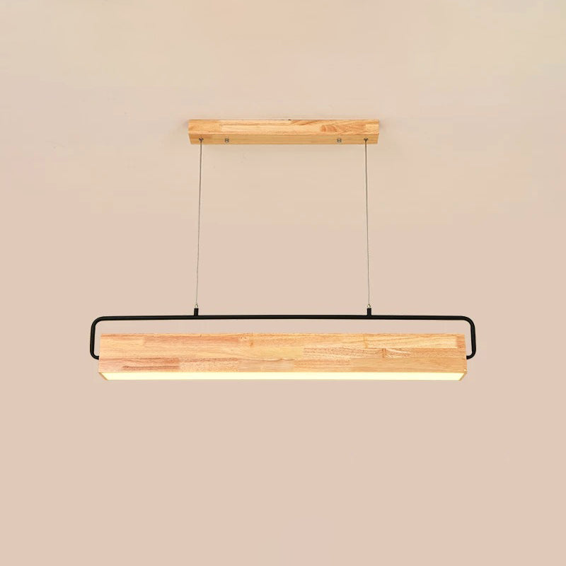 Modern Style Rectangle Pendant Light Wood 1 Light Pendant Light Fixture