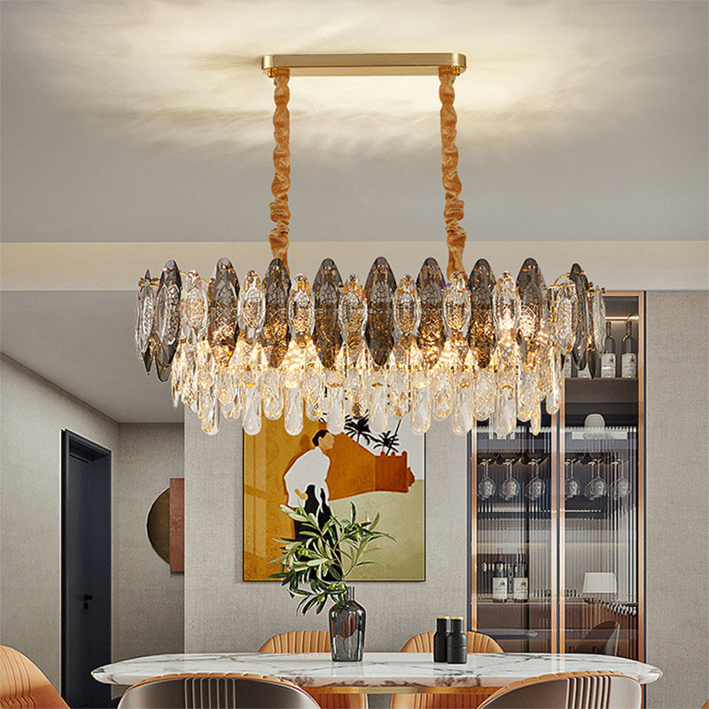 Modern Style Geometric Island Light Fixtures Crystal Island Lighting for Kitchen Island