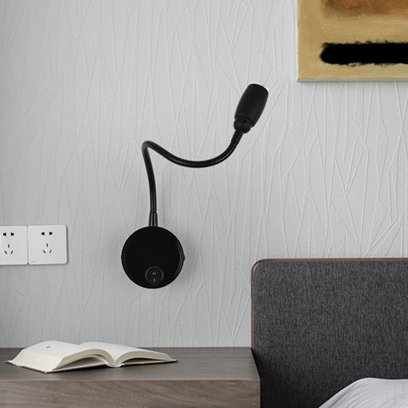 Modern Style Round Wall Lighting Fixtures Metal 1 Light Wall Mounted Reading Lights