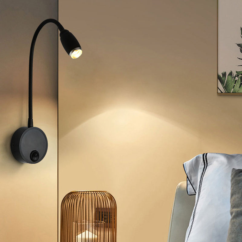 Modern Style Round Wall Lighting Fixtures Metal 1 Light Wall Mounted Reading Lights