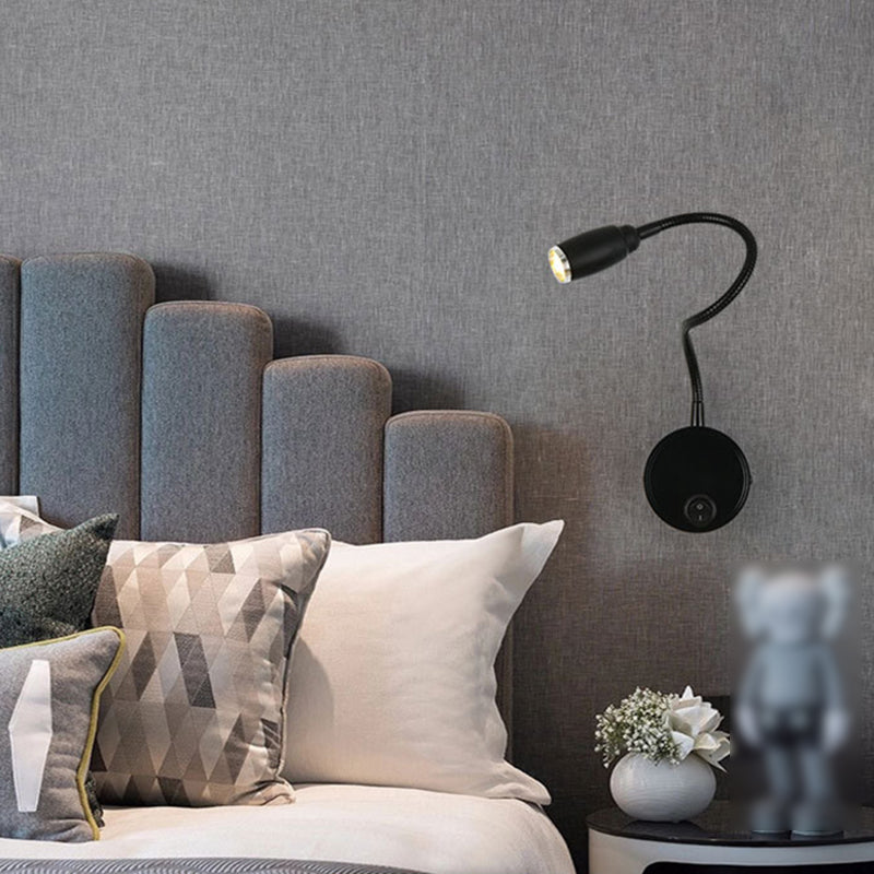 Modern Style Round Wall Lighting Fixtures Metal 1 Light Wall Mounted Reading Lights