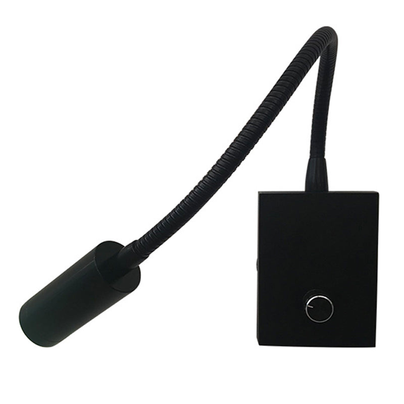 1 Light Square Wall Sconces Modern Style Metal Wall Mounted Reading Lights in Black