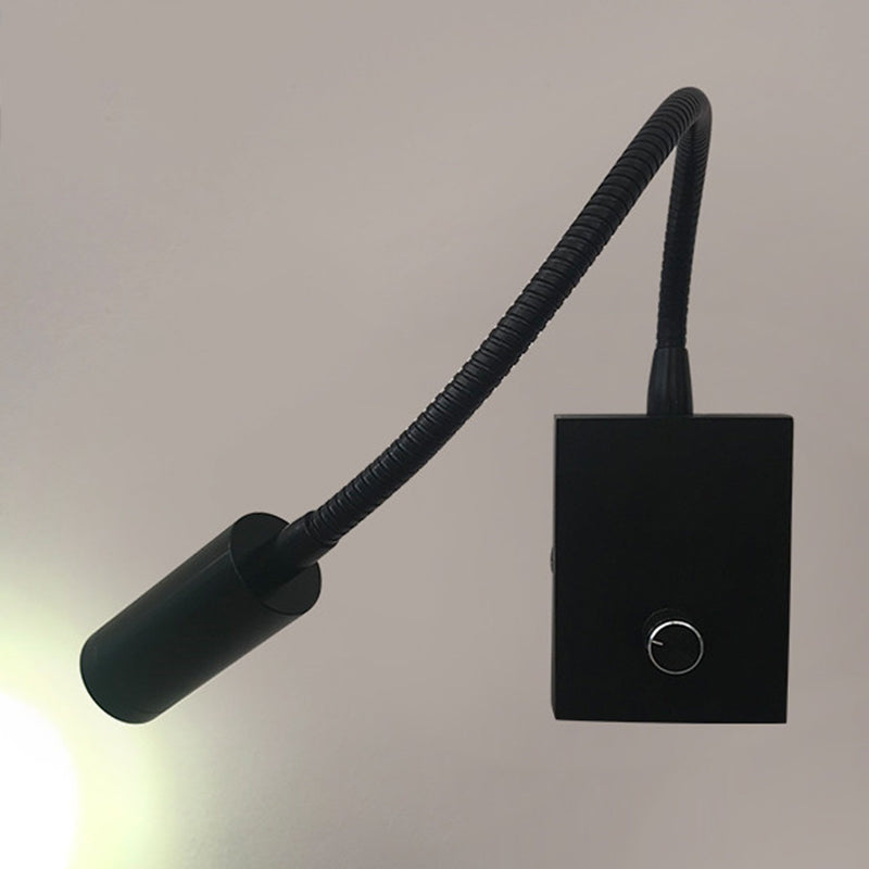 1 Light Square Wall Sconces Modern Style Metal Wall Mounted Reading Lights in Black