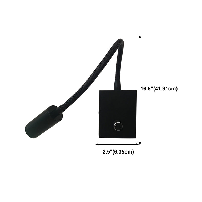 1 Light Square Wall Sconces Modern Style Metal Wall Mounted Reading Lights in Black