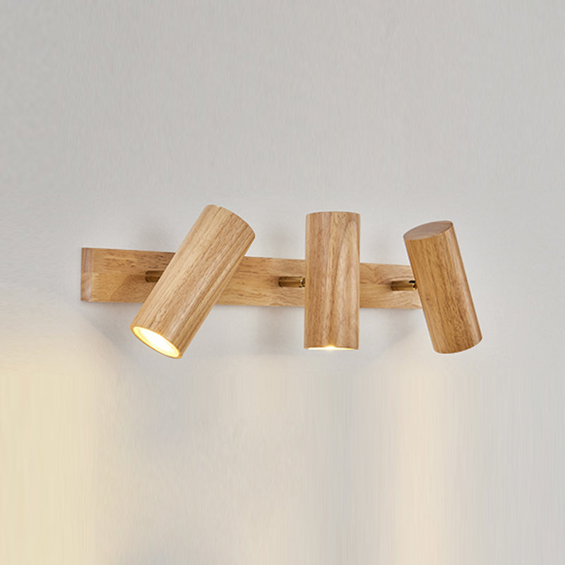 1 Applexion murale cylindrique légère Éclairage mural en bois moderne pour salle à manger